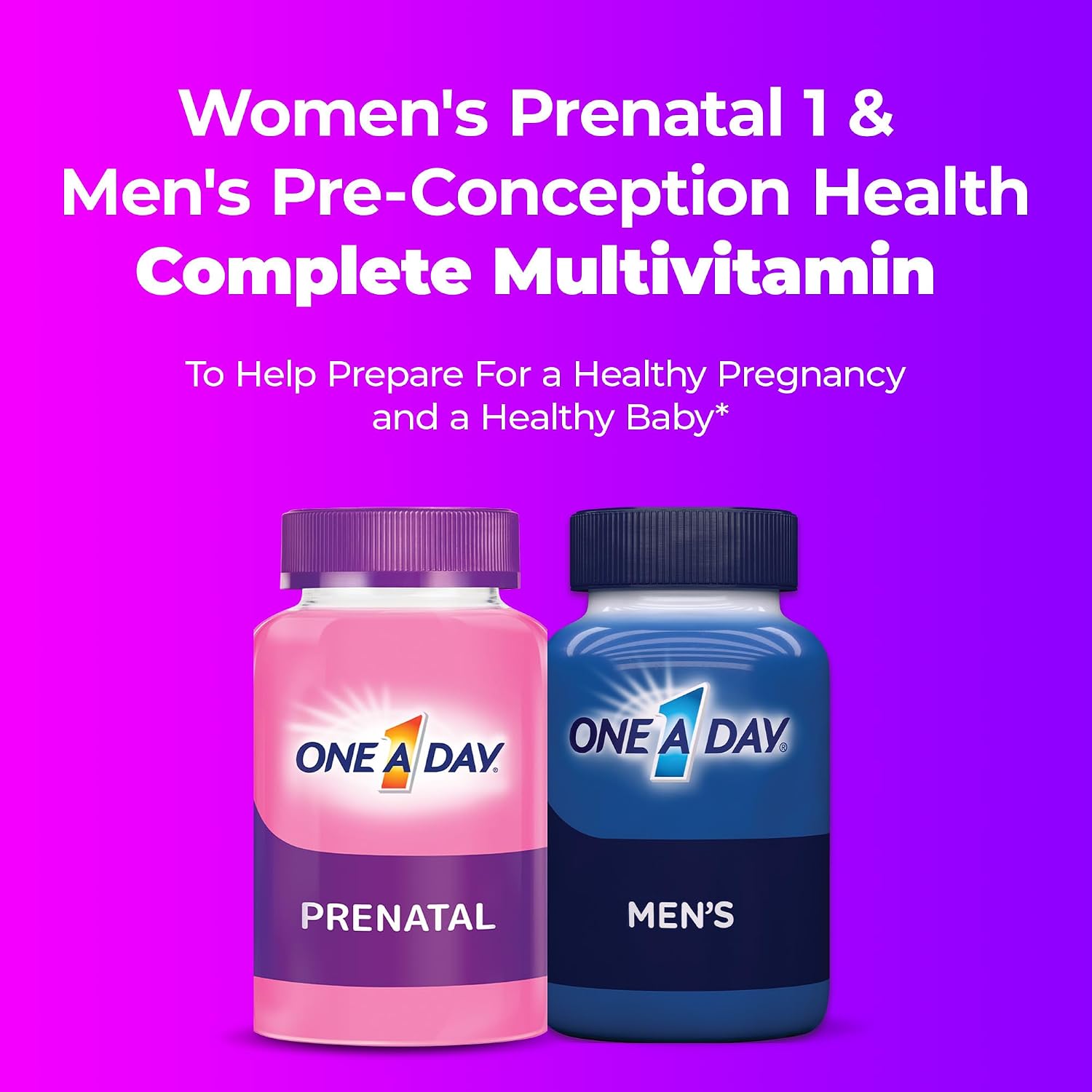 One A Day Men's & Women's Pre-Pregnancy Multivitamin, 30+30 Count, Couple's Pack - görsel 5