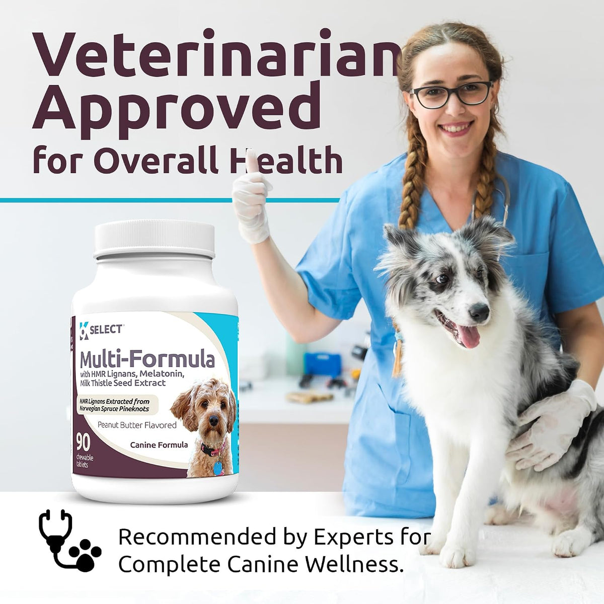 K9 Select Multi-Formula Dog Vitamins for Smaller Dogs - 10mg HMR Lignans, 1mg Melatonin, 20mg Milk Thistle - 90 Chewable Tablets, Peanut Butter Flavour - görsel 6