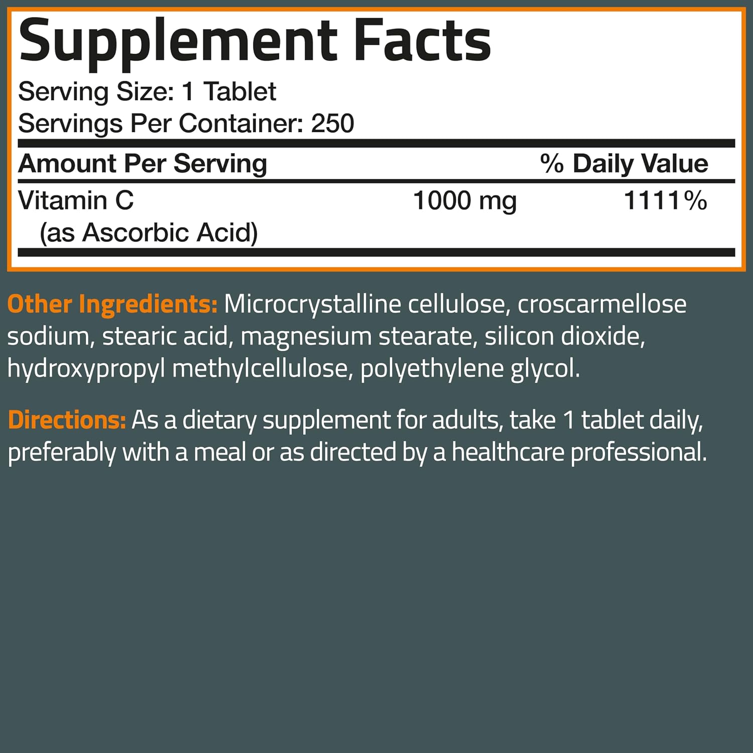 Bronson Vitamin C 1000mg Extra Strength, Supports a Healthy Immune System, High Potency, Non-GMO, 250 Vegetarian Tablets - görsel 8