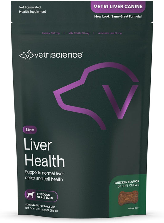 VetriScience Liver Health Chews with Milk Thistle – Liver Support Supplement for Dogs – 60 Chews