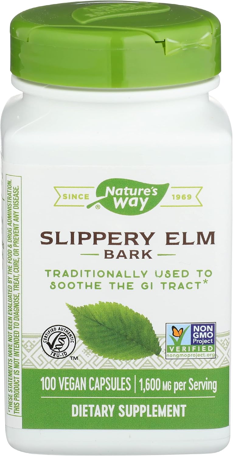 Nature's Way Slippery Elm Bark, 400 mg, 100 Capsules - görsel 1