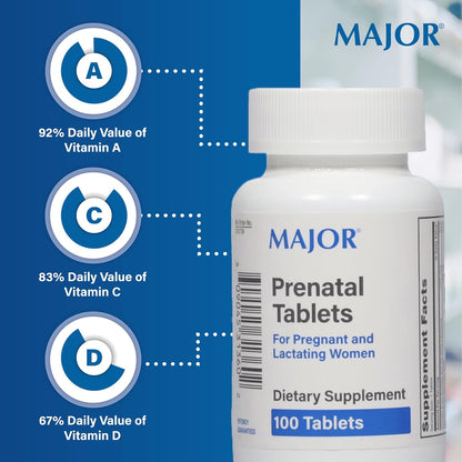 MAJOR Prenatal Tablets – Dietary Supplement for Pregnant and Breastfeeding Women, 100 Tablets