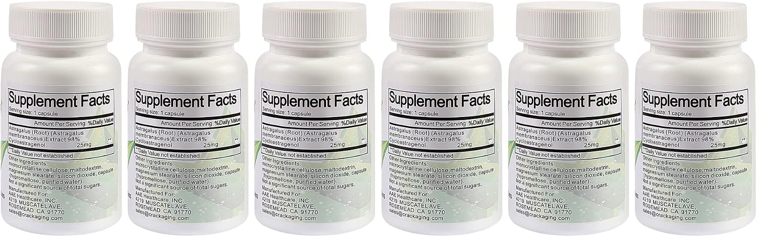 Crackaging Super-Absorption Cycloastragenol 98% 25mg - 180 Capsules (6 Bottles) - görsel 2