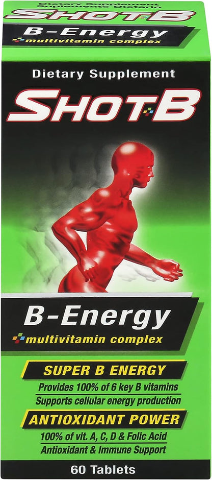 Shot B Energy Multivitamin - 60 Tablets (Pack of 12)