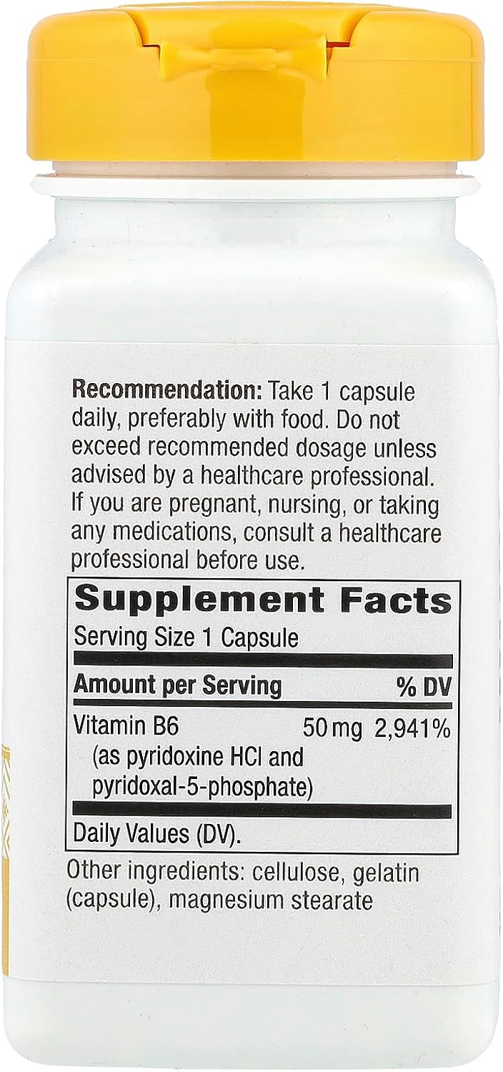 Nature's Way High Strength Vitamin B6 Supplement, 50 mg, 100 Capsules - görsel 2