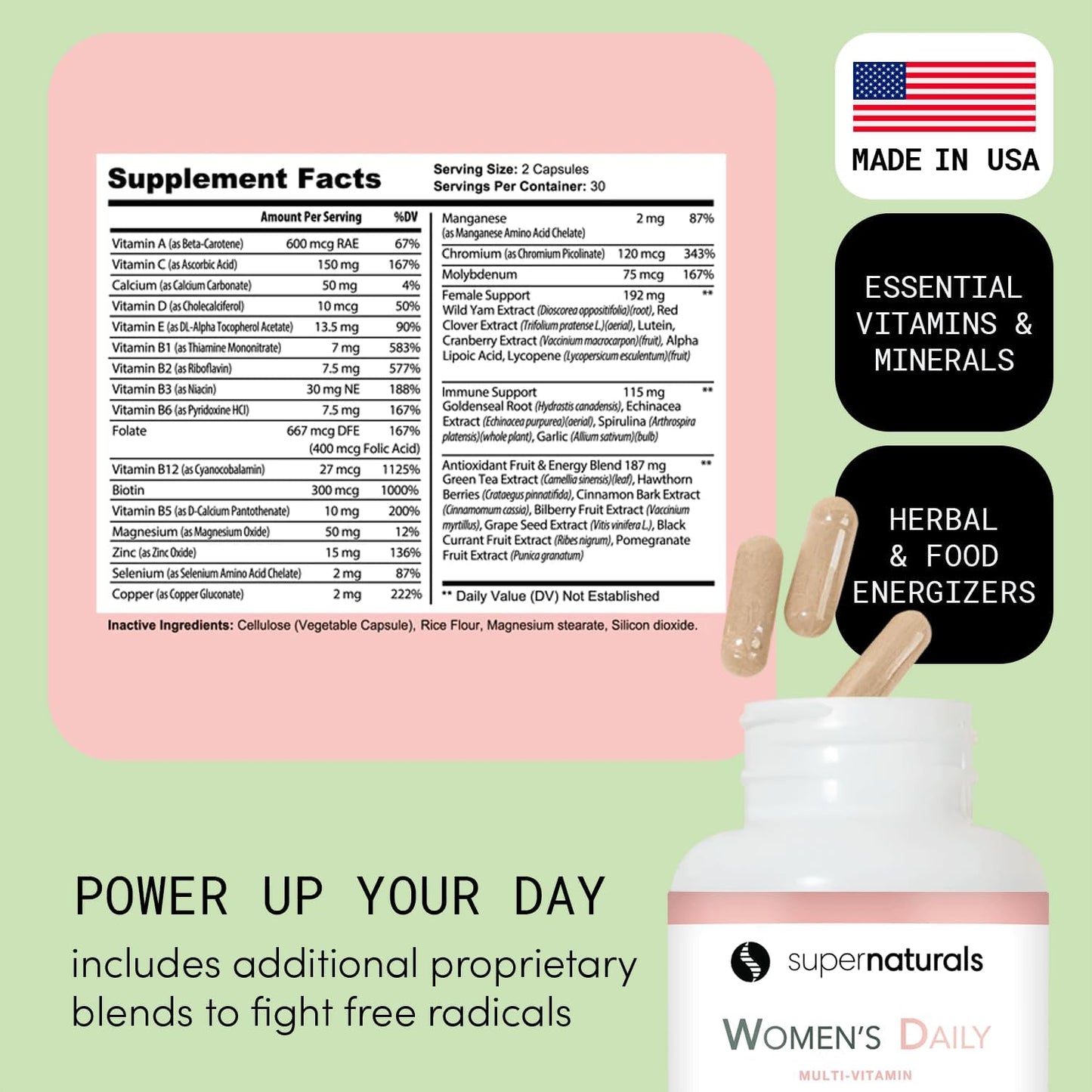 Super Naturals Health Women's Multivitamin - Immune Defence, Vegan - 60 Capsules - görsel 6