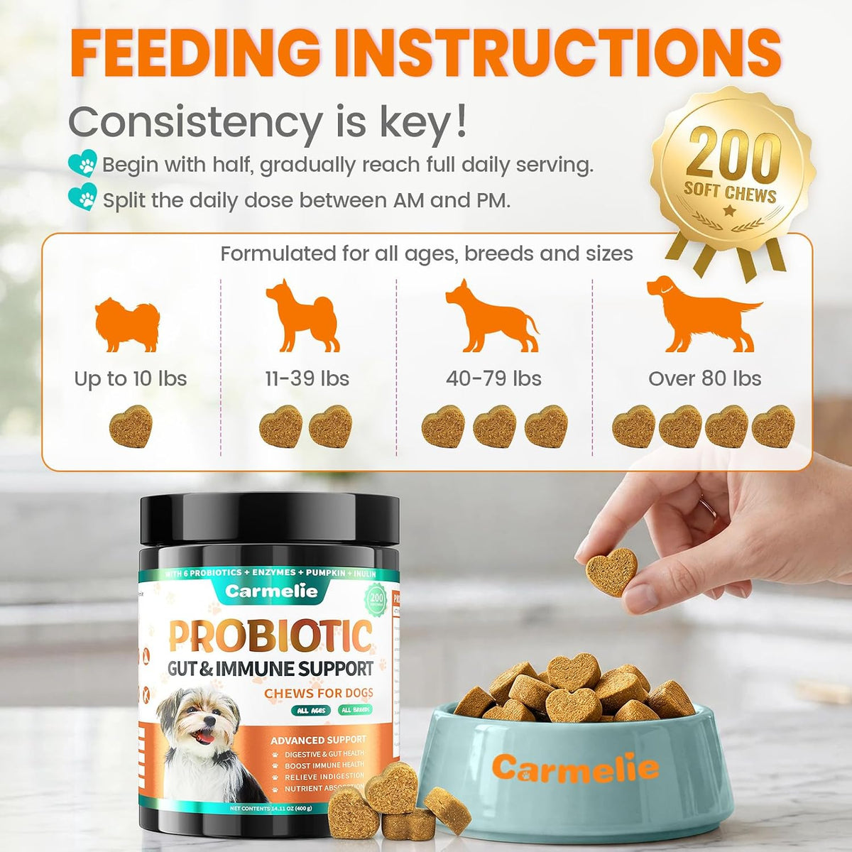 Probiotics for Dogs, Chicken Flavour (200 Chews) – Supports Digestive Health, Skin & Immunity - görsel 6