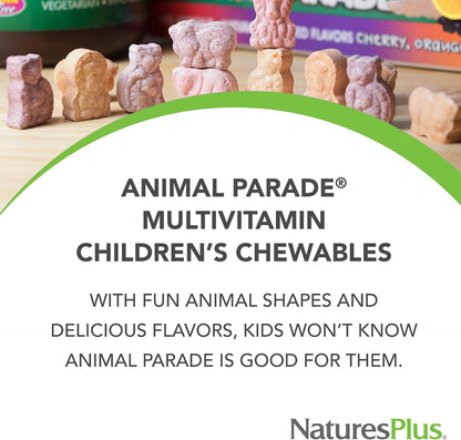 NaturesPlus Animal Parade Children's Chewable Multivitamin - Grape Flavour - 180 Animal-Shaped Tablets (Pack of 2) - Vegetarian, Gluten-free