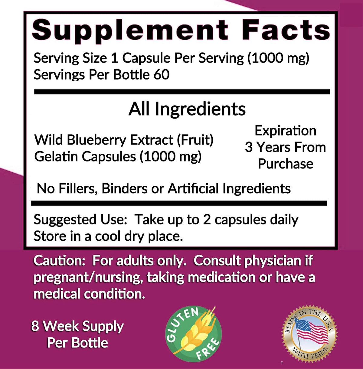 Blueberry Extract Food Supplement, 60 Capsules, 2 Month Supply, Natural, Non-GMO and Gluten-free - görsel 2