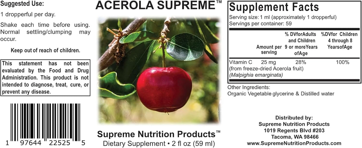 Supreme Nutrition Acerola Supreme Tincture, 59 ml | 59 Servings - görsel 4