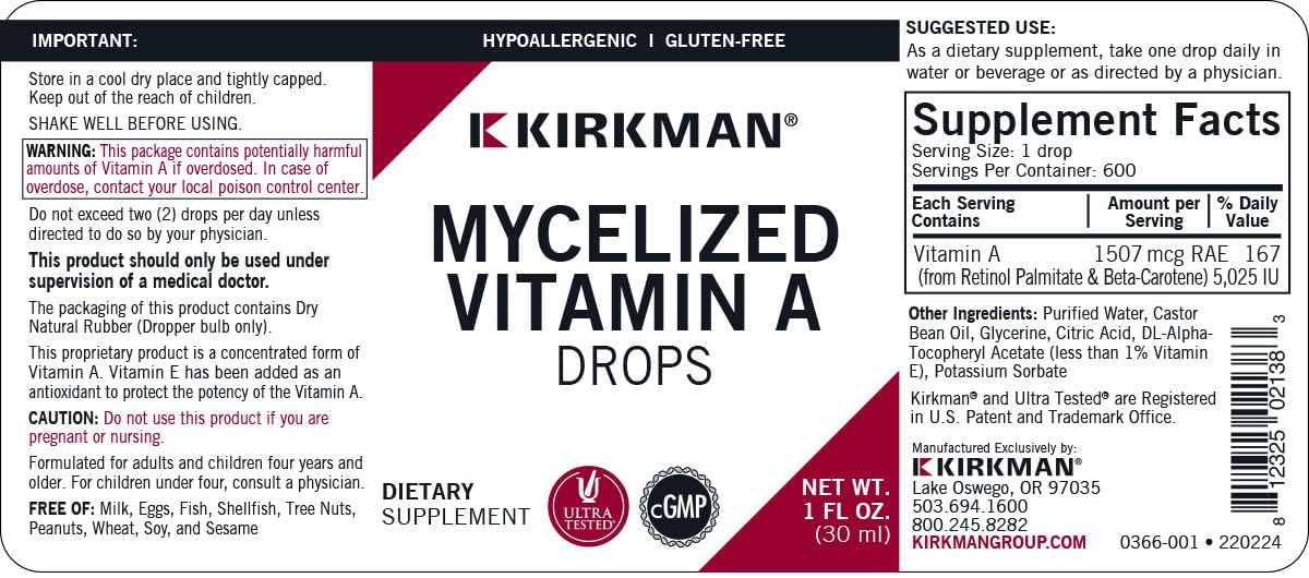 Kirkman Micellised Vitamin A Liquid, 30 ml - görsel 3