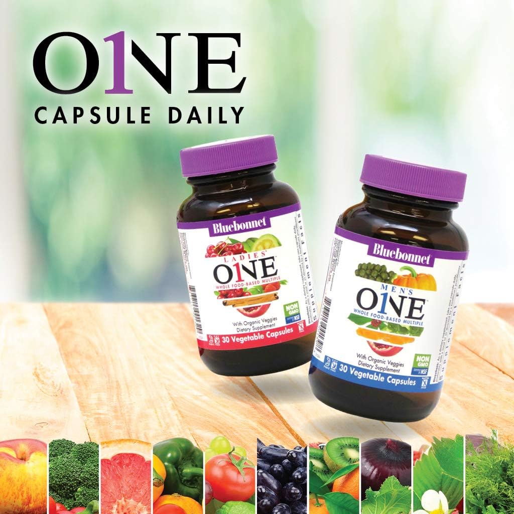 Bluebonnet Nutrition Men's One Vegetable Capsules - Whole Food Multivitamin with K2, Organic Blend, 90 Capsules - görsel 5
