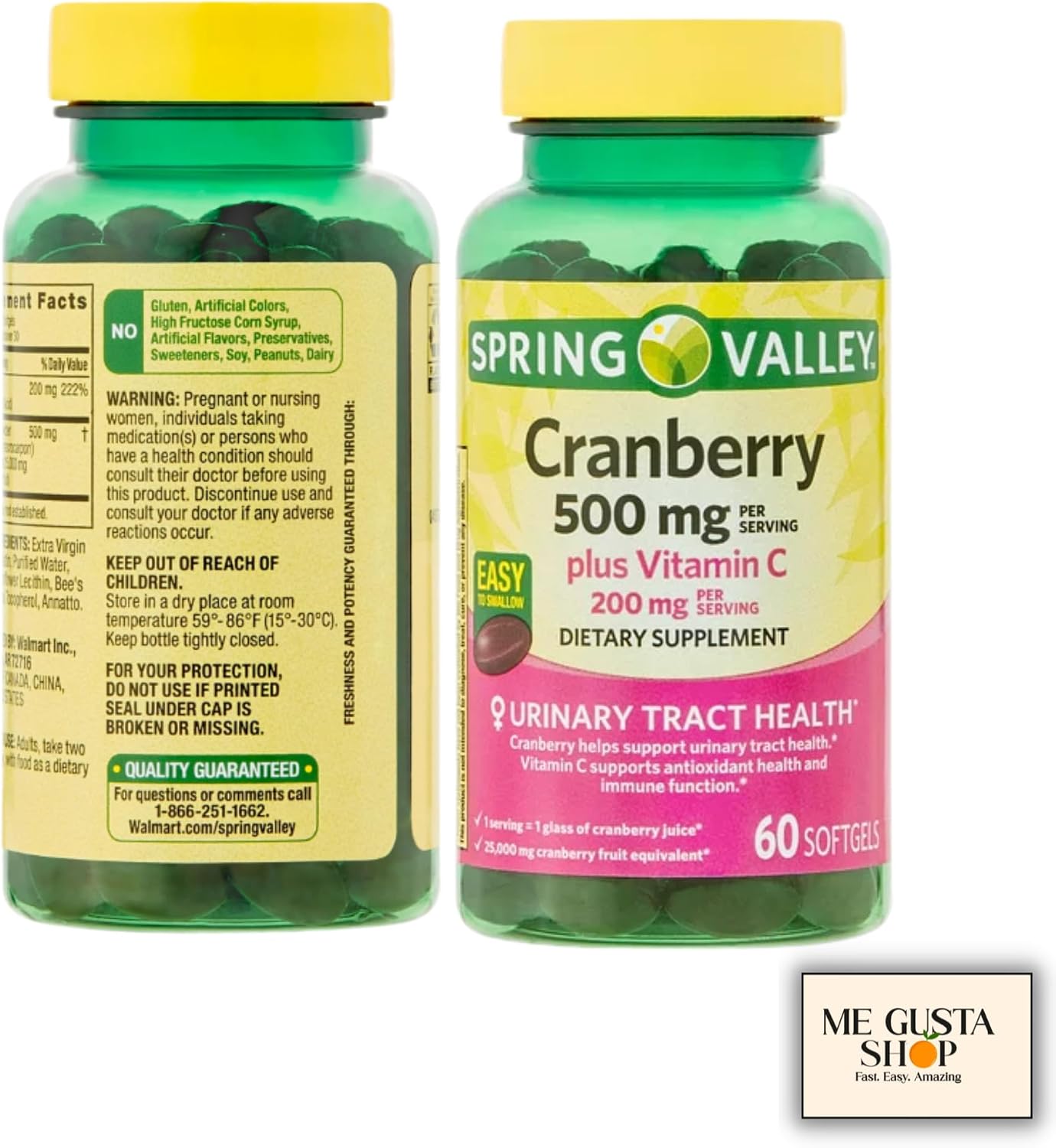 Spring Valley Cranberry 500mg plus Vitamin C 200mg per Serving, Food Supplement Softgels 60 Count Includes Pill Organiser - görsel 3