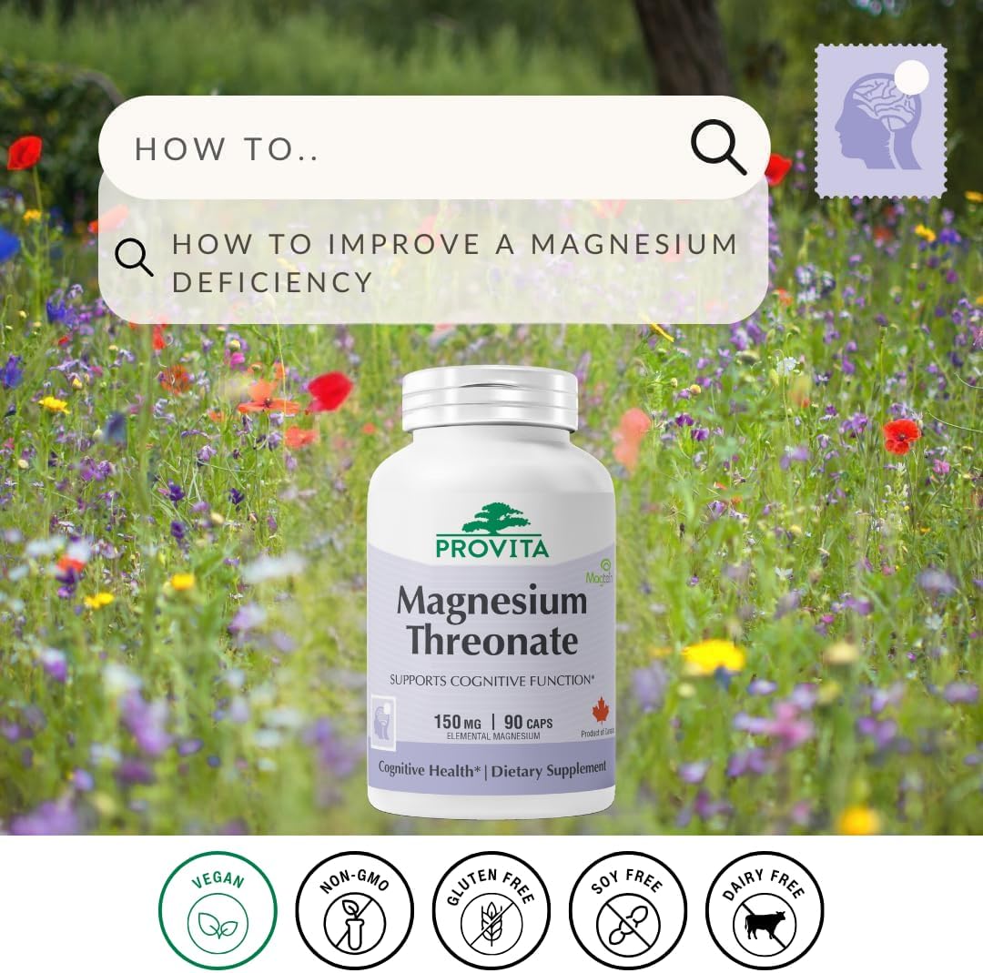 Provita Magnesium L-Threonate – Brain Health & Cognitive Function – Vegan Capsules – 50mg Elemental Magnesium - görsel 2