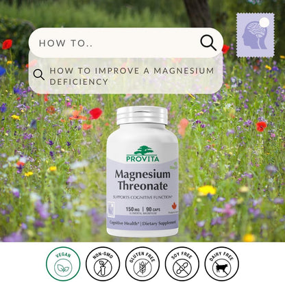 Provita Magnesium L-Threonate – Brain Health & Cognitive Function – Vegan Capsules – 50mg Elemental Magnesium