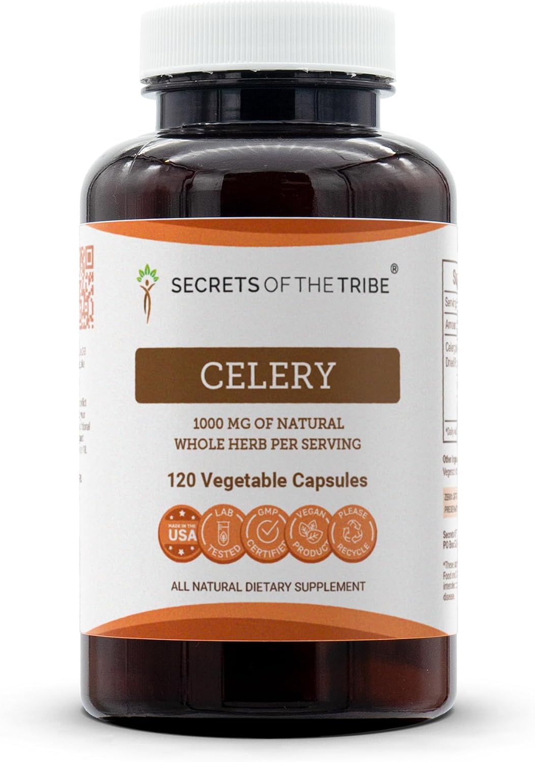 Secrets of the Tribe Celery 120 Capsules, 1000 mg, Celery (Apium graveolens) Dried Fruit and Seed (120 Capsules) - görsel 1