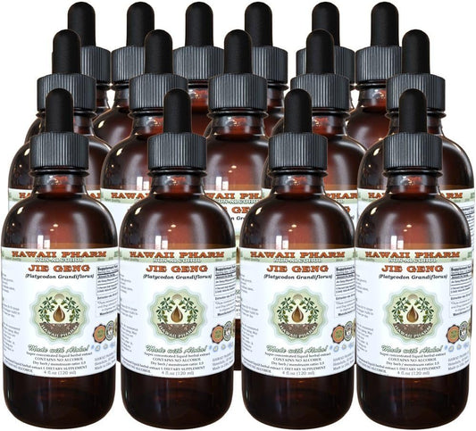 Jie Geng Alcohol-Free Liquid Extract, Platycodon Root Glycerite – Hawaii Pharm (15 x 4 oz)