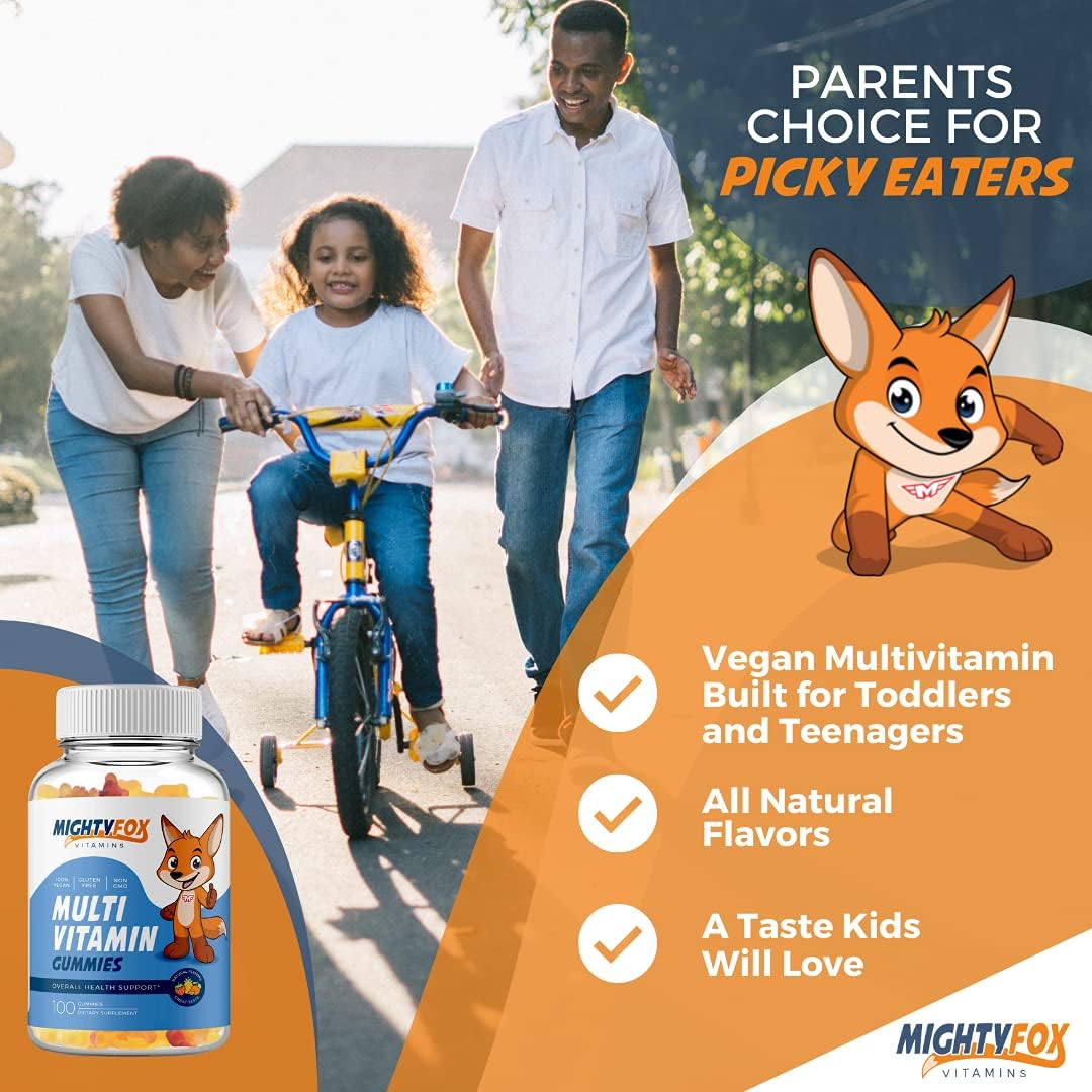 Mighty Fox Vitamins Children's Multivitamin Gummies - Non-GMO, Gluten-Free, Vegan - with Vitamin C, B Vitamins, Zinc - 100 Count (2 Pack) - görsel 4