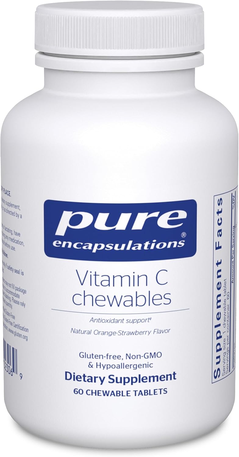 Pure Encapsulations Vitamin C Chewables | Immune and Antioxidant Support | 60 Chewable Tablets | Natural Orange-Strawberry Flavour - görsel 1