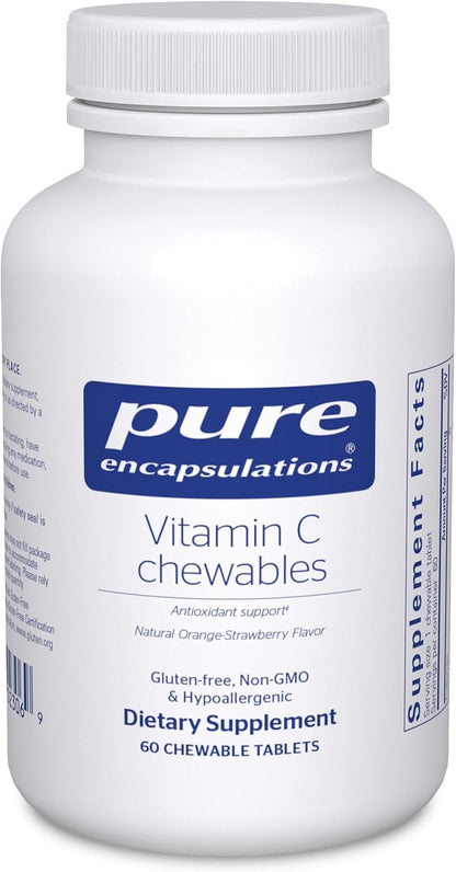 Pure Encapsulations Vitamin C Chewables | Immune and Antioxidant Support | 60 Chewable Tablets | Natural Orange-Strawberry Flavour