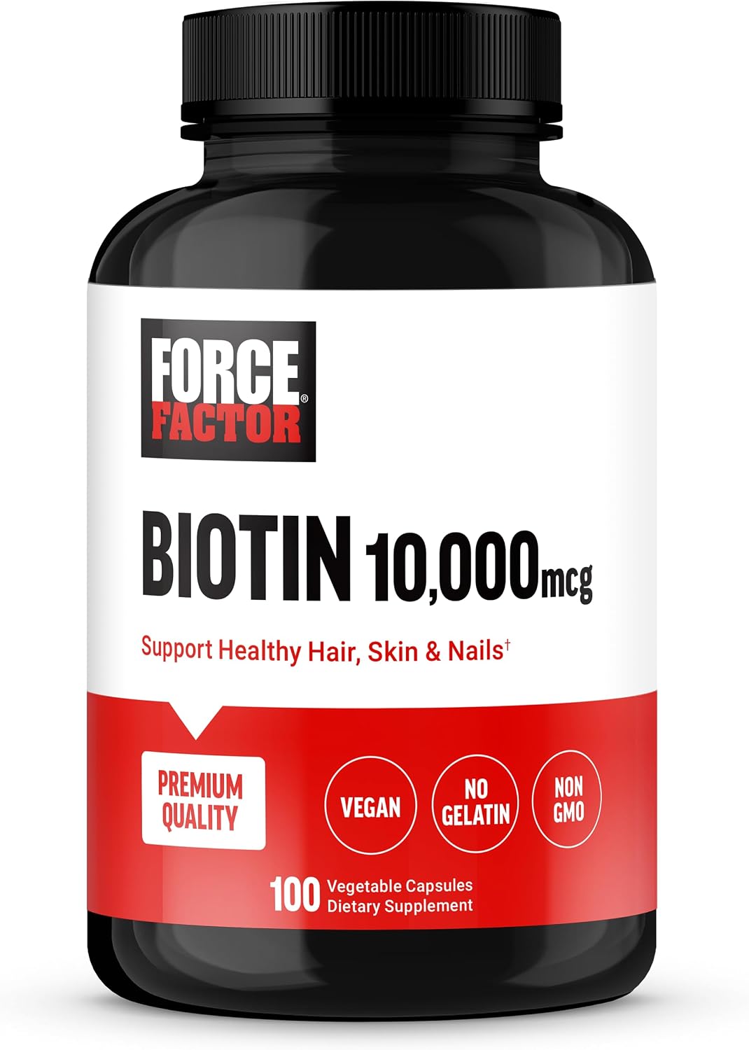 Force Factor Biotin 10000mcg – Vegan Biotin Supplement for Hair, Skin and Nails - görsel 1