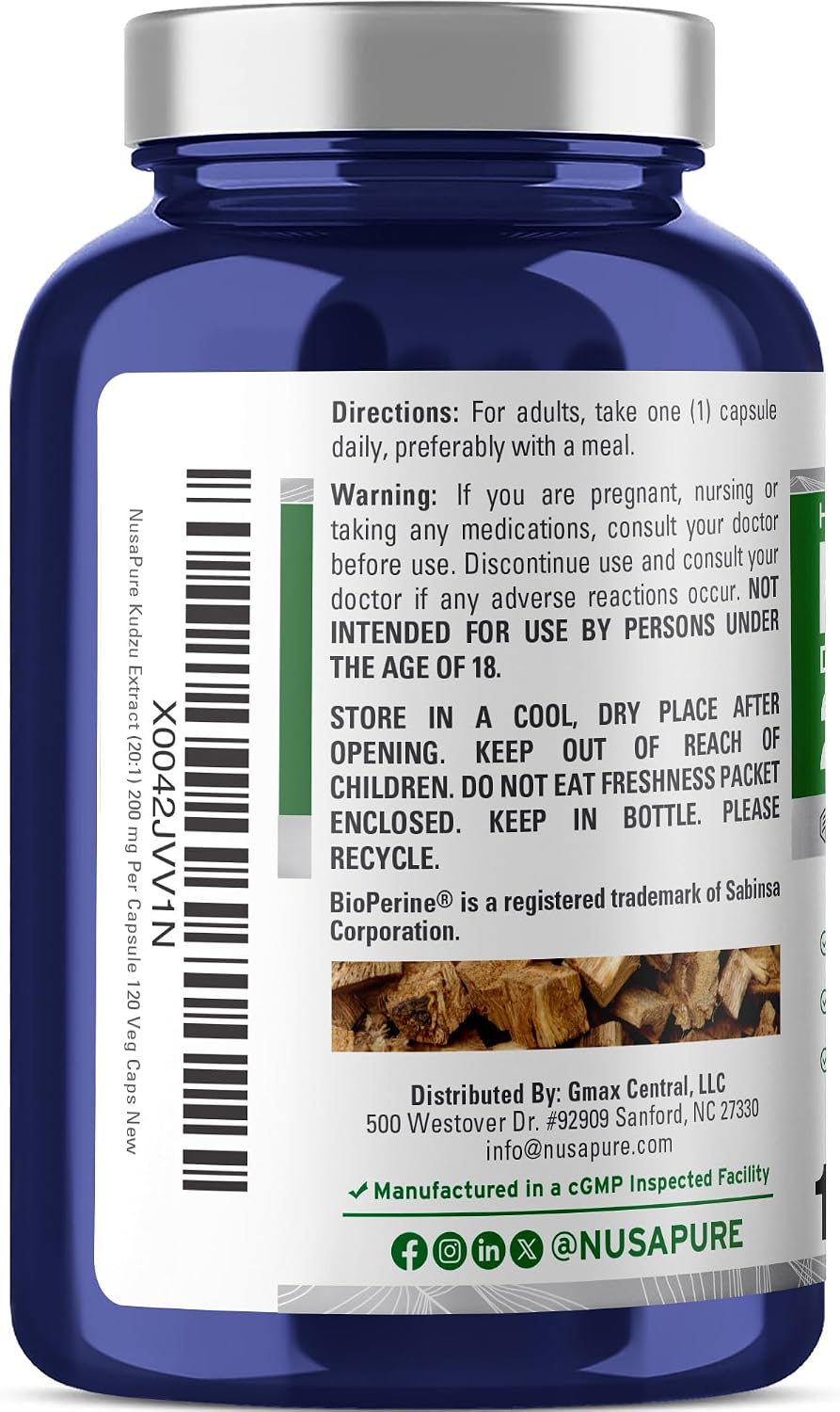 NusaPure Kudzu Root Capsules, 200 mg, 120 Veg Capsules - görsel 3