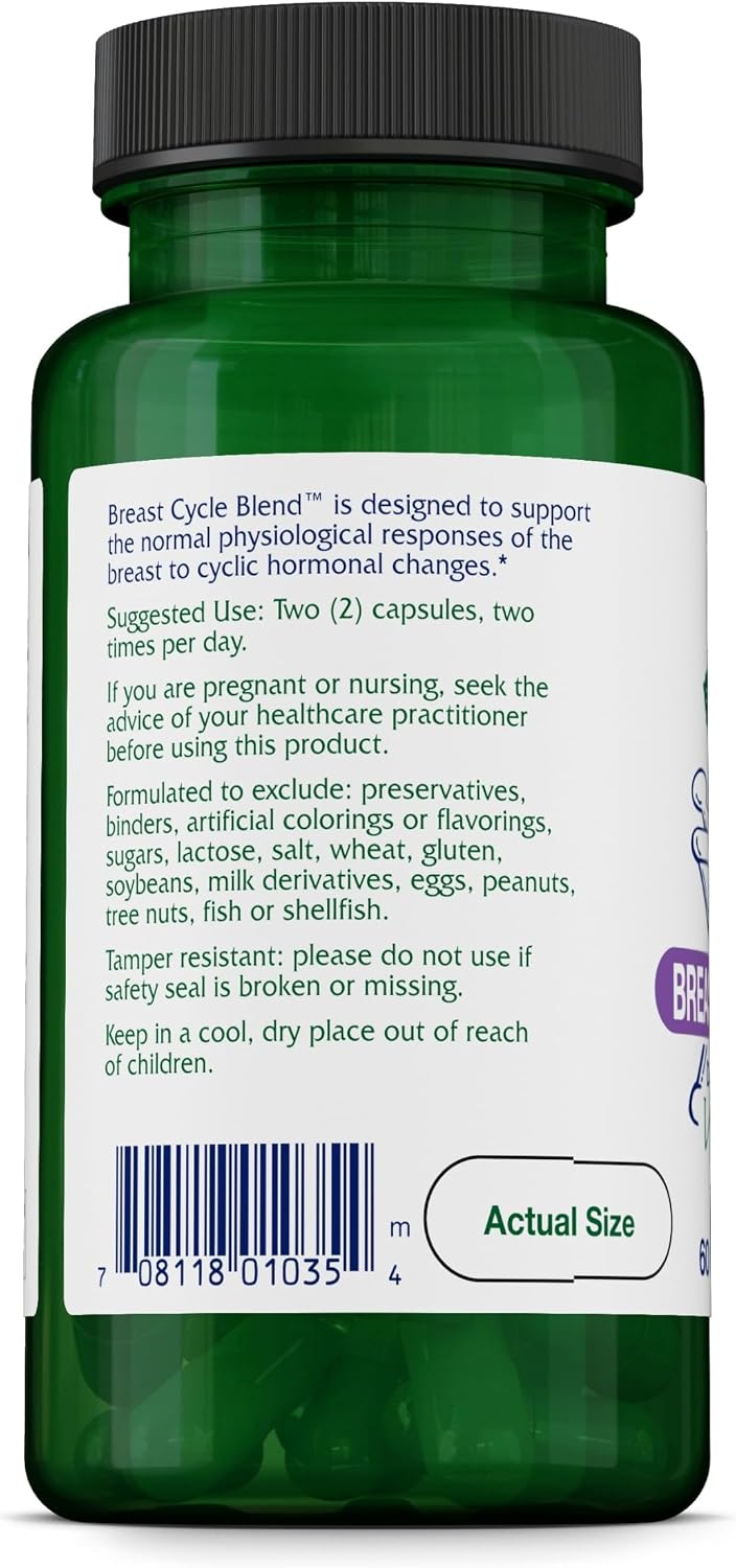 Vitanica Breast Cycle Blend – Breast Support Supplement with Chaste Tree Berry & Vitamin E – Cycle Support for Women – Vegan – 60 Capsules - görsel 3