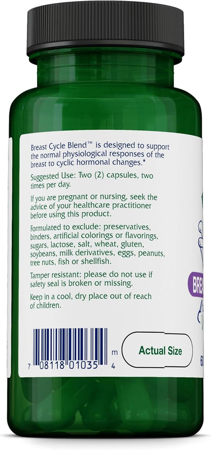 Vitanica Breast Cycle Blend – Breast Support Supplement with Chaste Tree Berry & Vitamin E – Cycle Support for Women – Vegan – 60 Capsules