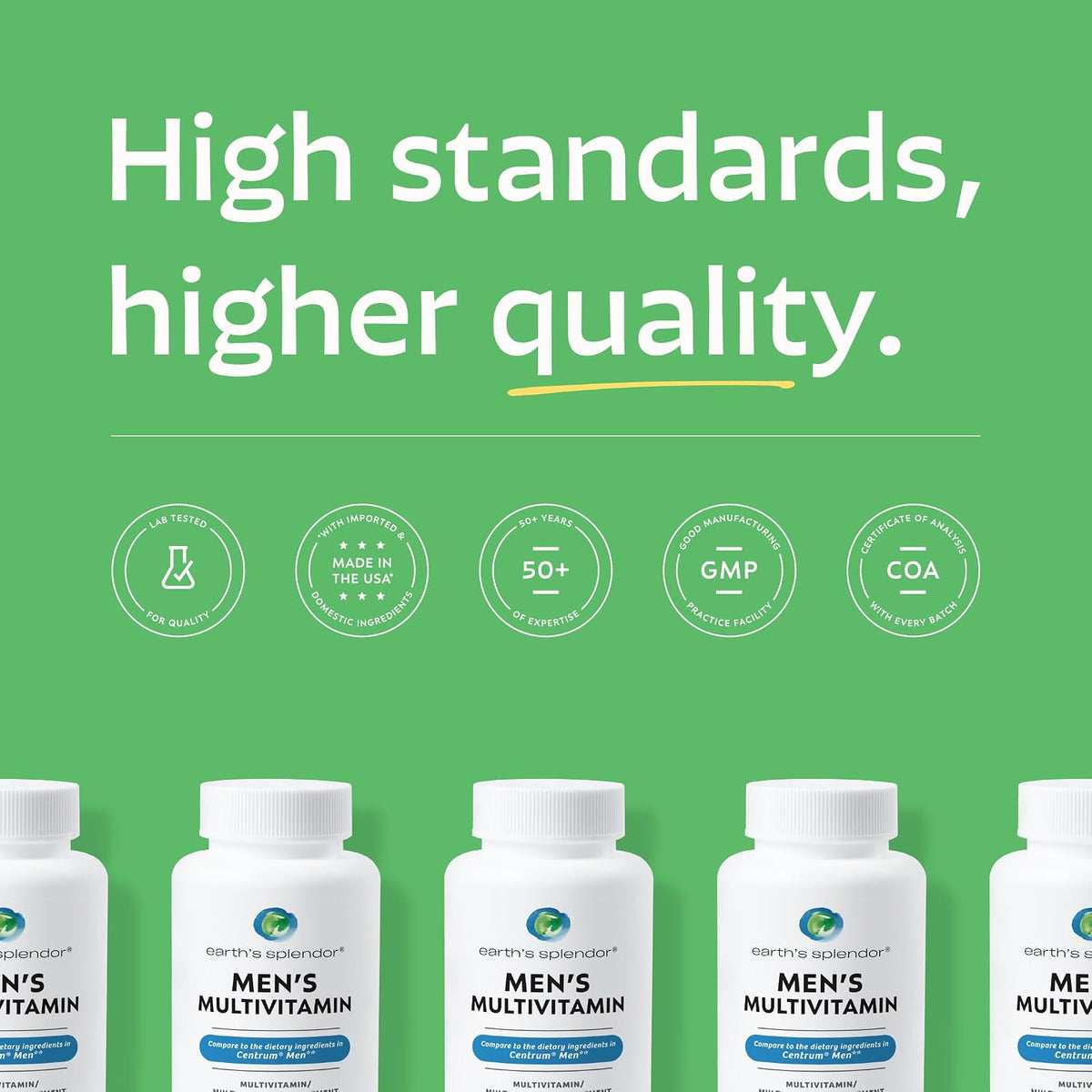 Earth's Splendor Men's Multivitamin with Vitamins D, C, B12, Zinc and Iron – 120 Tablets - görsel 4