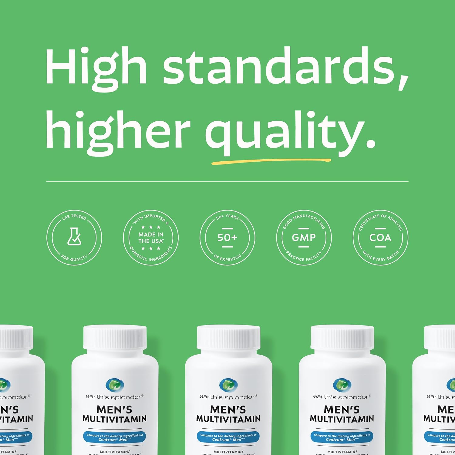 Earth's Splendor Men's Multivitamin with Vitamins D, C, B12, Zinc and Iron – 120 Tablets - görsel 4
