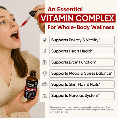 Venture Pal Vitamin B Complex Liquid Drops – – Vitamin B6 (Pyridoxine) – supports amino acid metabolism and – Image 5