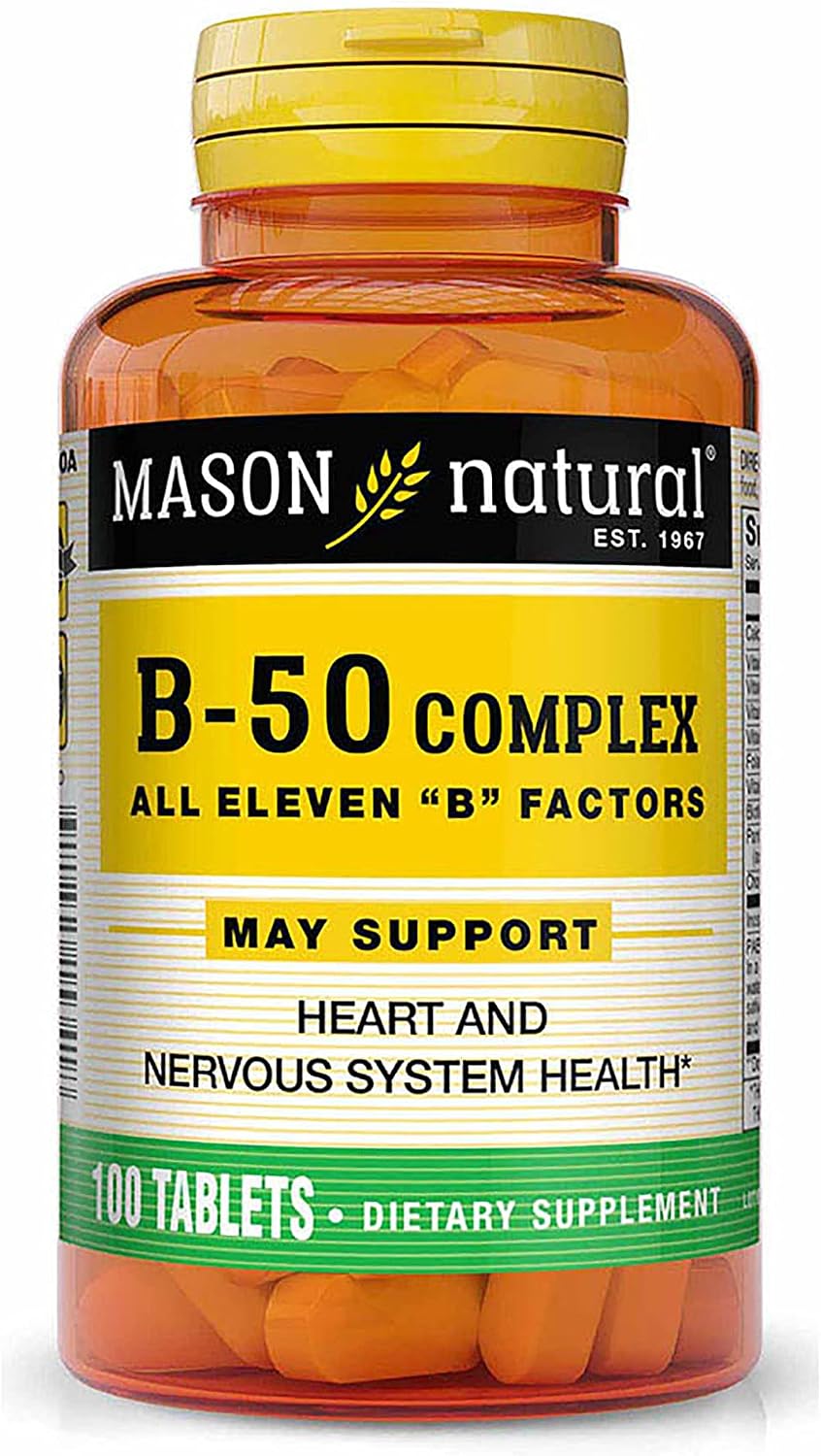 Mason Natural Super B 50 Complex – All 11 B Factors, 60 Tablets - görsel 1
