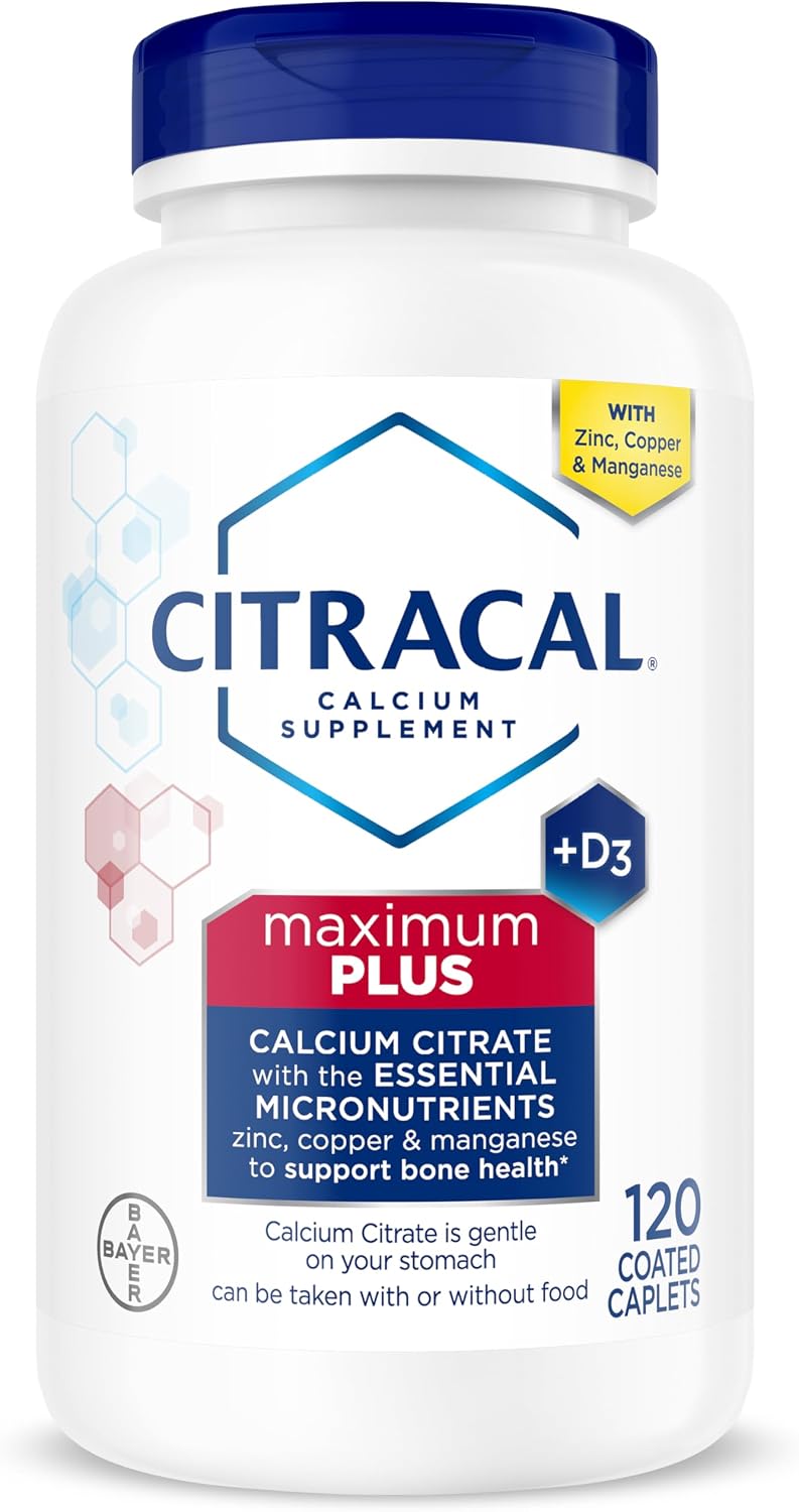 Citracal Maximum Plus Calcium Supplement - Calcium Citrate with Vitamin D3, Zinc, & Essential Minerals for Bone Health Support, Ages 12+, 120 Caplets (Packaging May Vary) - görsel 1