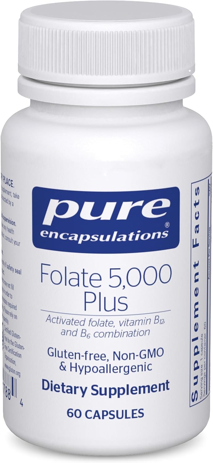 Pure Encapsulations Folate 5,000 Plus - Activated Folate, Vitamin B12 and B6 Combination - 60 Capsules - görsel 1
