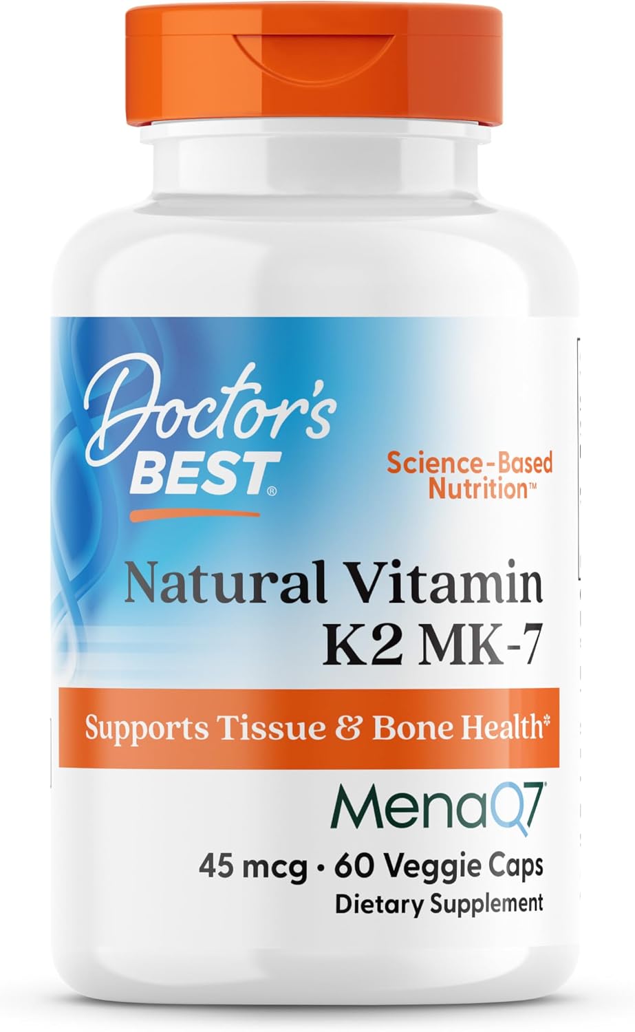 Doctor's Best Vitamin K2 MK7 Supplement with MenaQ7 – 45 mcg, 60 Vegan Capsules - görsel 1