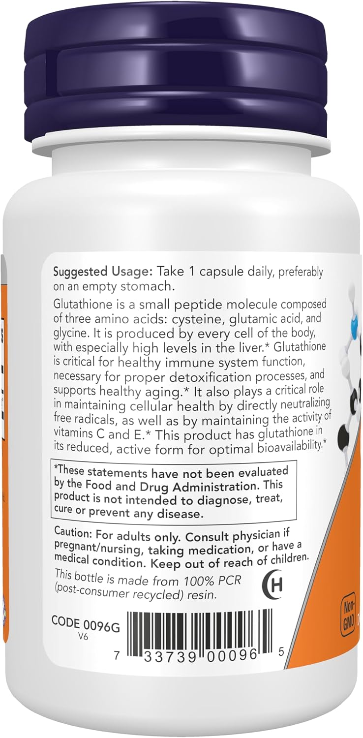 NOW Foods Glutathione 250 mg, 60 Veg Capsules - görsel 3