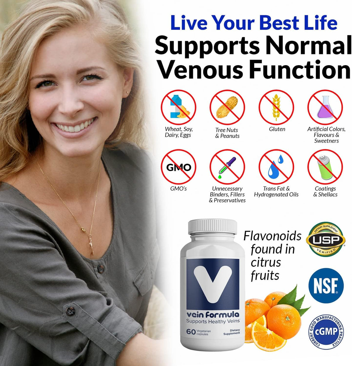 VITASUPPORTMD Vein Formula - Blood Circulation and Leg Vein Supplement with Diosmin Hesperidin 667 mg MPFF, Micronised – Image 3