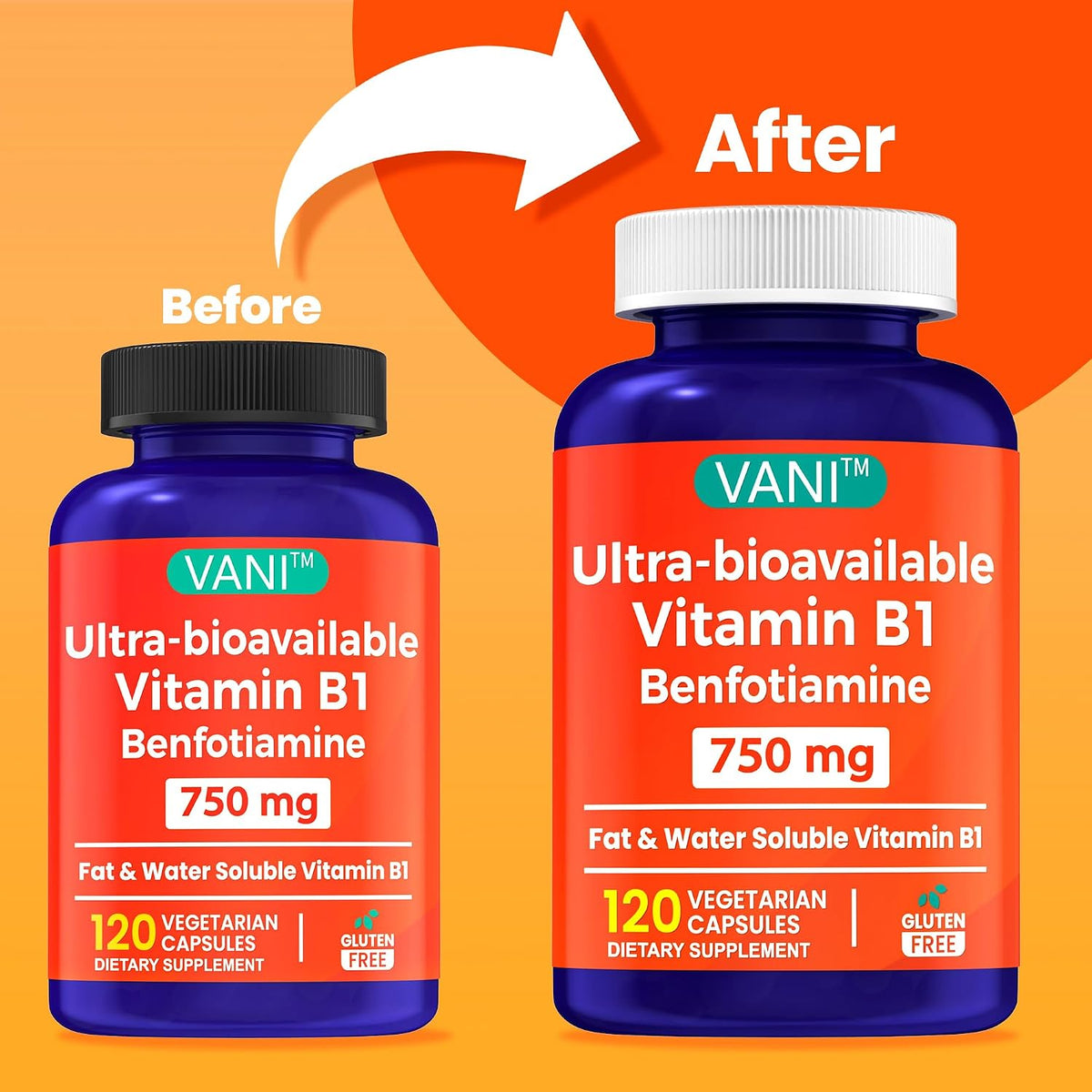 Mega Benfotiamine 750mg – Highly Bioavailable Vitamin B1 Supplement, Gluten-free, 120 Capsules - görsel 2