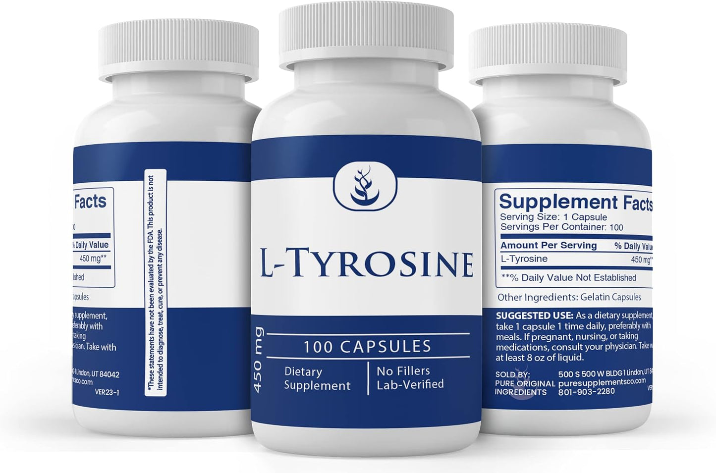 Pure Original Ingredients L-Tyrosine (100 Capsules) – Always Pure, No Additives or Fillers, Laboratory Verified - görsel 4