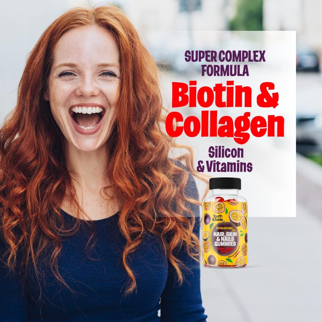 Youth & Tonic Biotin 6000mcg Hair Gummies with Collagen & Multivitamins - 70 Gummy Sweets - görsel 3