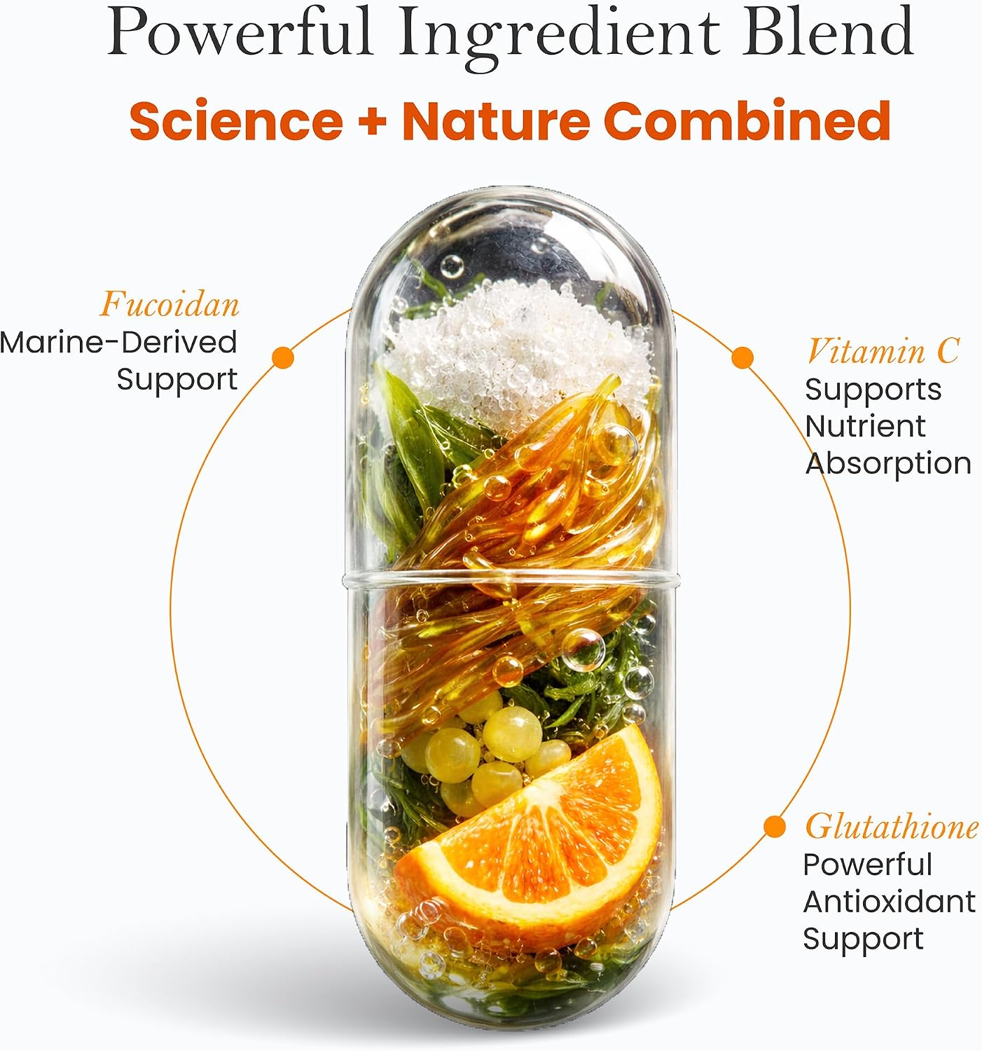 Advanced Glutathione Complex 500mg with Fucoidan & Vitamin C – Antioxidant Support for Skin Health, Natural Detox & Immune Support – Non-GMO, Made in USA (60 Capsules) - görsel 4