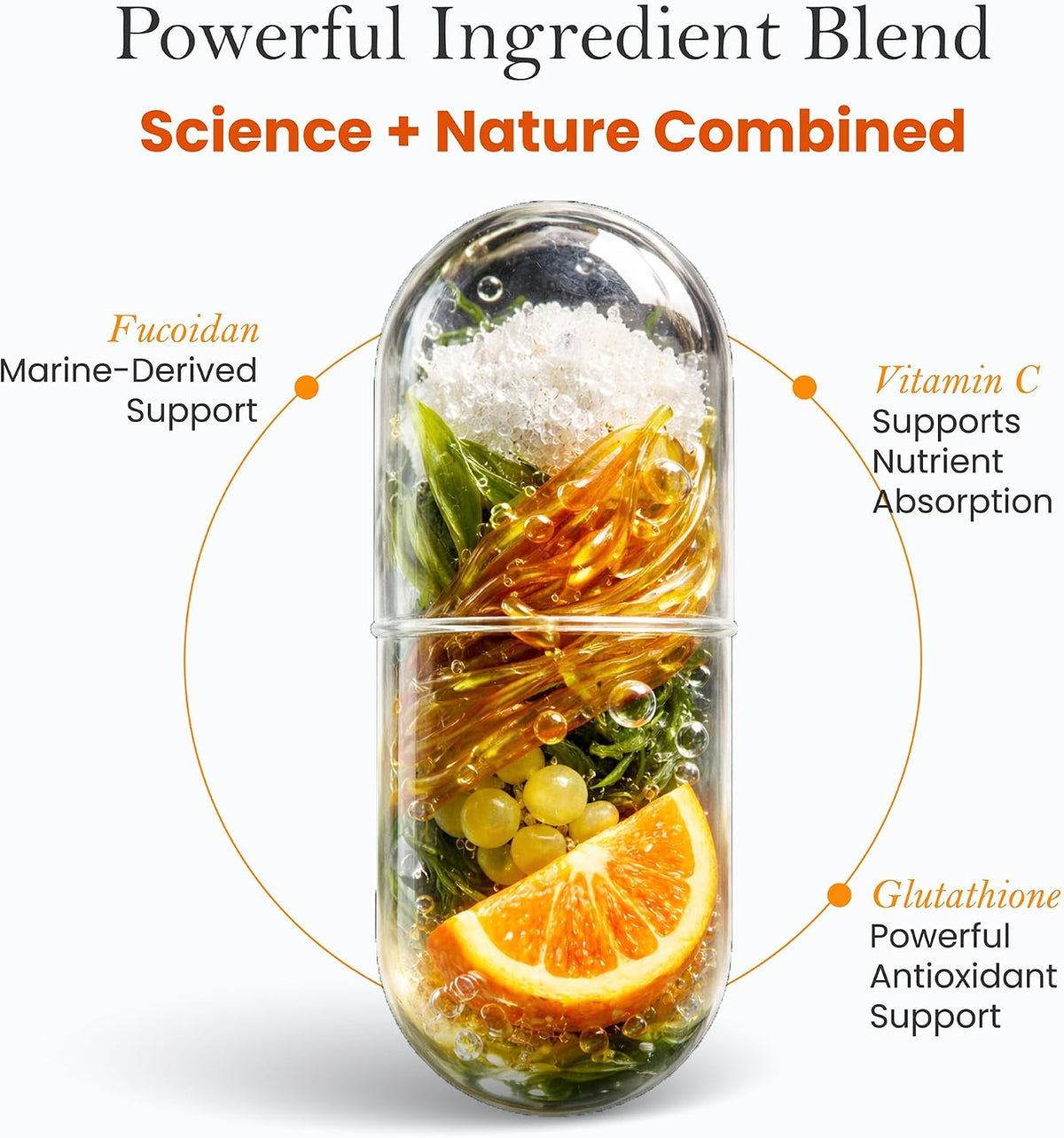 Advanced Glutathione Complex 500mg with Fucoidan & Vitamin C – Antioxidant Support for Skin Health, Natural Detox & Immune Support – Non-GMO, Made in USA (60 Capsules) - görsel 4