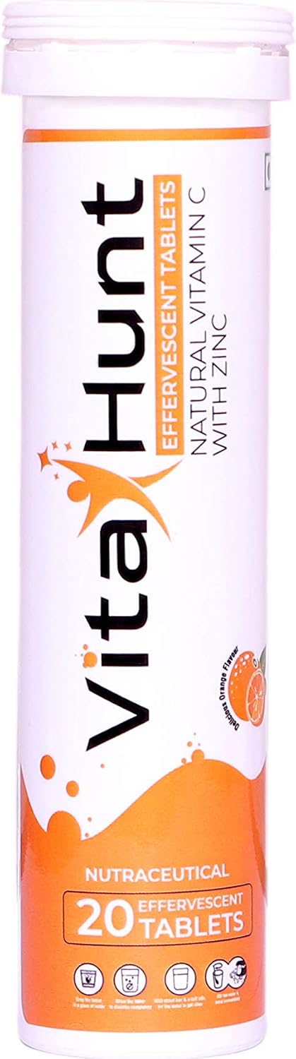 VitaHunt Vitamin C 1000 mg with Zinc – Immune Support – 20 Effervescent Tablets – Orange Flavour - görsel 1