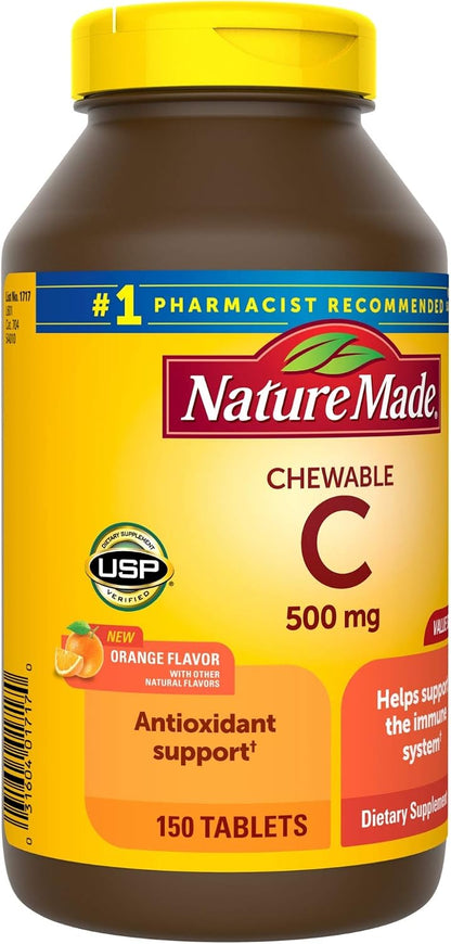 Nature Made Chewable Vitamin C 500 mg Tablets, 150 Count