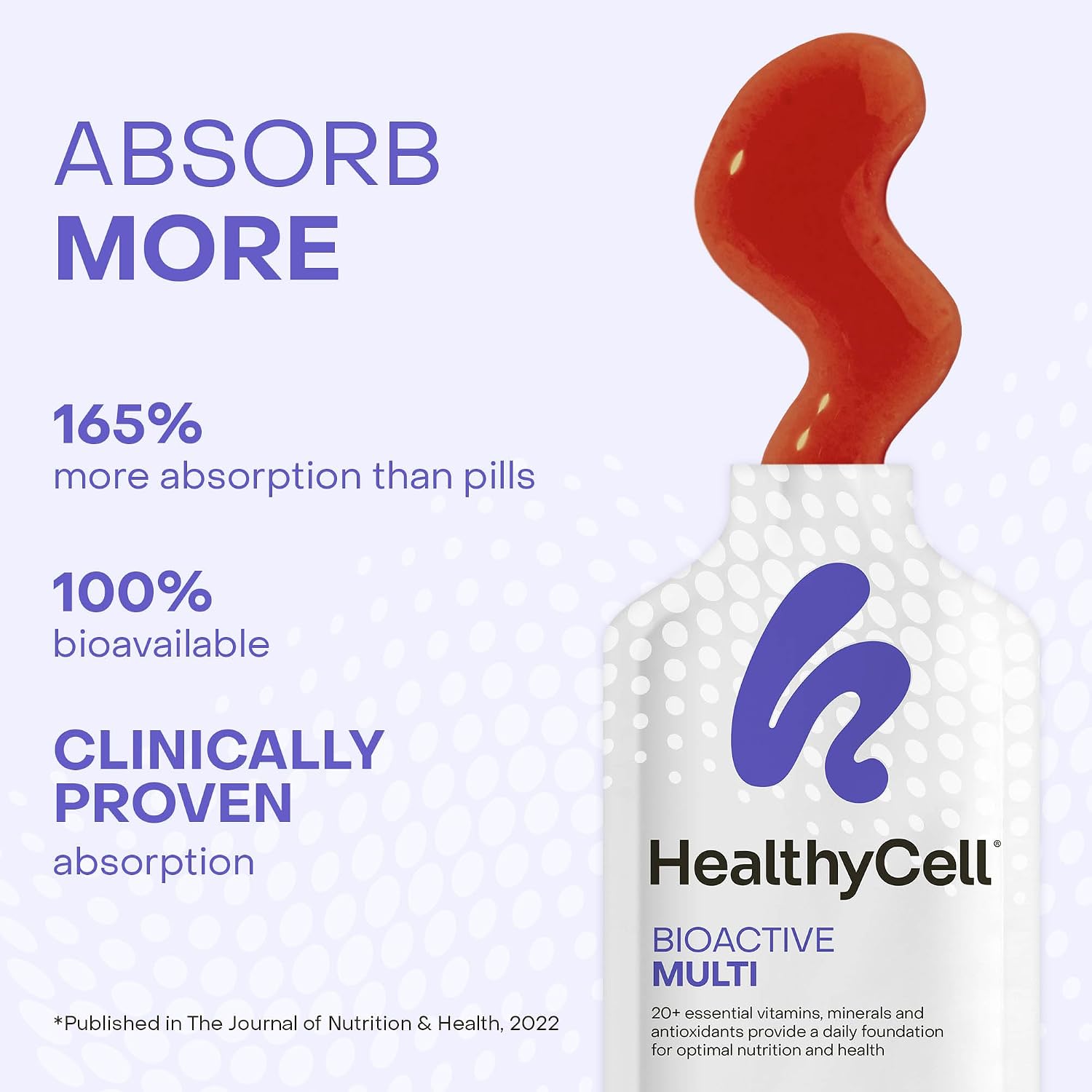 Healthycell Bioactive Daily Liquid Multivitamin for Men & Women – 20+ Essential Vitamins, Minerals & Antioxidants for Brain, Heart, Immune Support, Skin & Hair Support - 14 Gel Packs - görsel 3