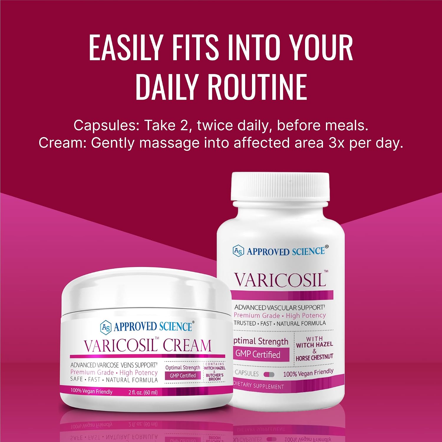 Approved Science Varicosil - Varicose Veins Support Supplement - 45 Capsules + 60 ml Cream - görsel 5