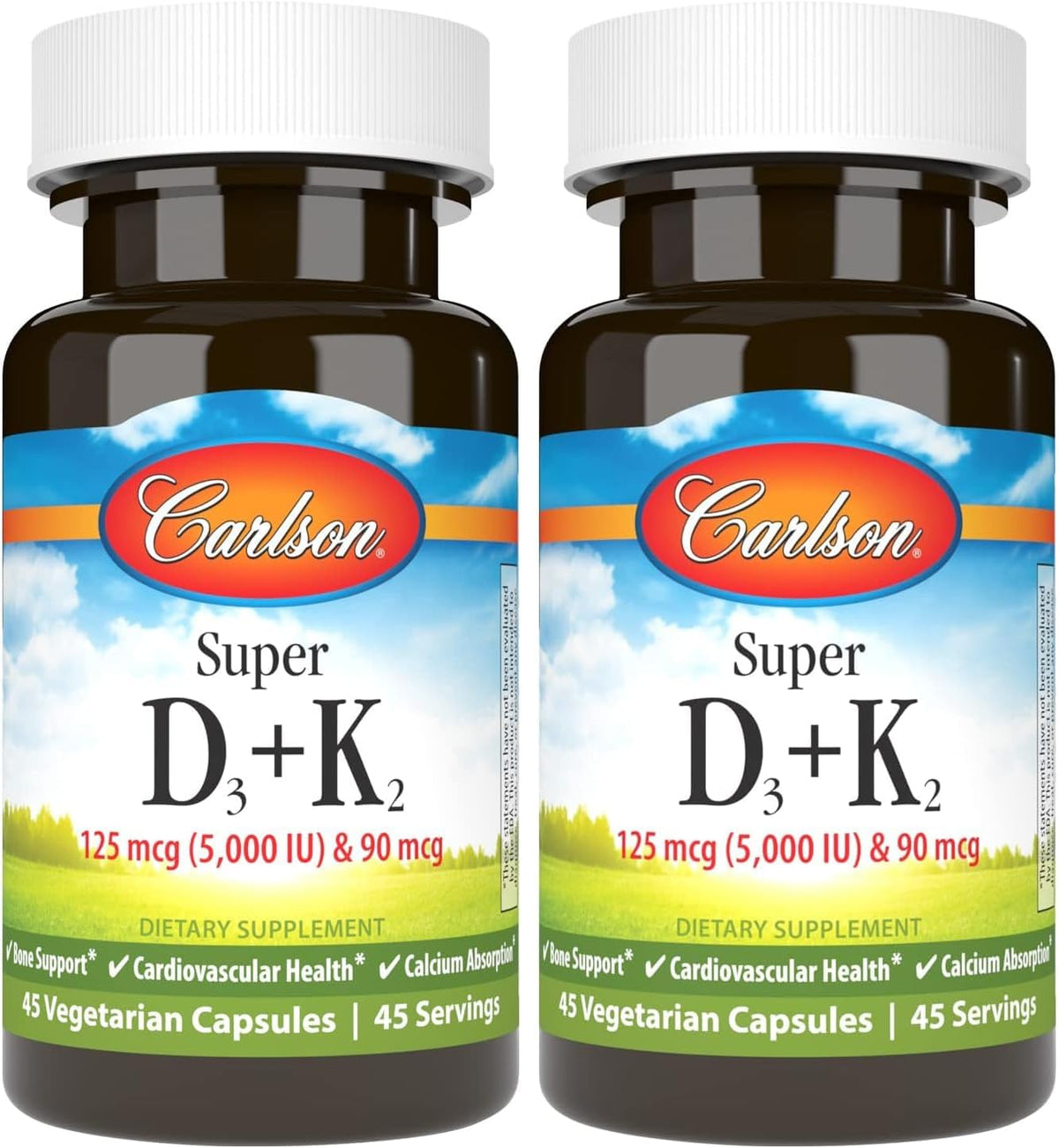 Carlson Super D3 + K2, 5000 IU Vitamin D3 & 90 mcg Vitamin K2 MK-7 – 45 Vegetarian Capsules - görsel 7