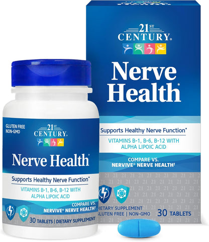 21st Century Nerve Health Tablets - Alpha Lipoic Acid 300mg with B Vitamins - 30 Tablets