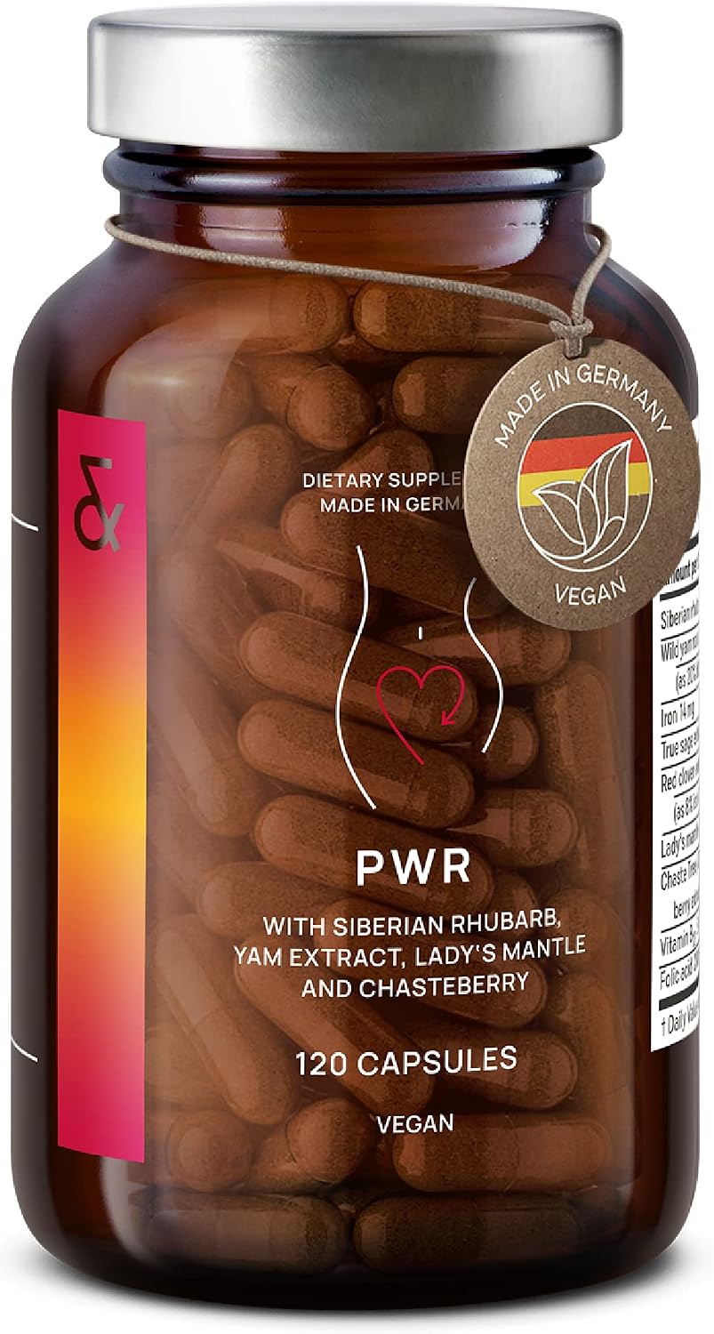 CLAV® Natural Hormone Balance for Women – PMS Relief with Siberian Rhubarb, Wild Yam & Chasteberry – Vegan Menstrual Regulator Supplement – 120 Capsules - görsel 1