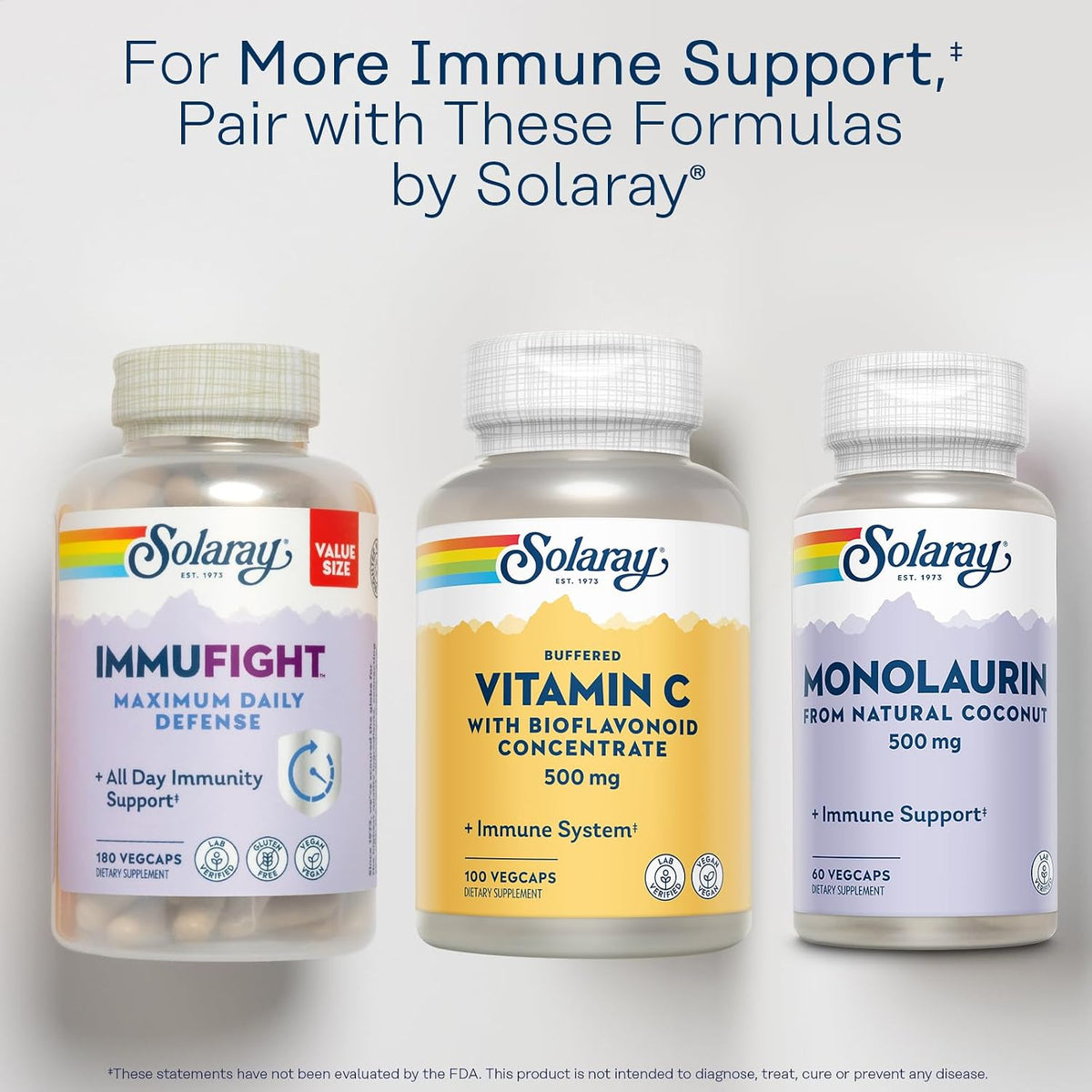 SOLARAY Buffered Vitamin C 500mg with Bioflavonoids, Rose Hips and Acerola Cherry - Immune Support Supplement - Gentle on the Stomach, Vegan, Lab Verified - 100 Veg Capsules - görsel 6